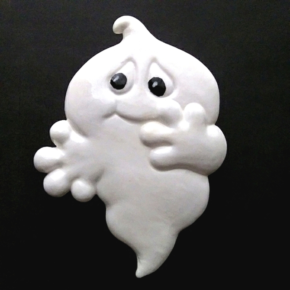 VINTAGE CERAMIC GHOST SHAPED TRINKET BOX CARE INC. 2001 JEWELRY BOX ACCESSORY